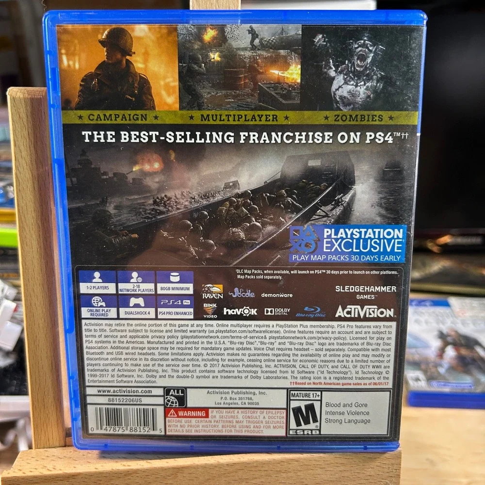 Call of Duty WWII Sony PlayStation 4 PS4 Activision 2017 Video Game 88152206US